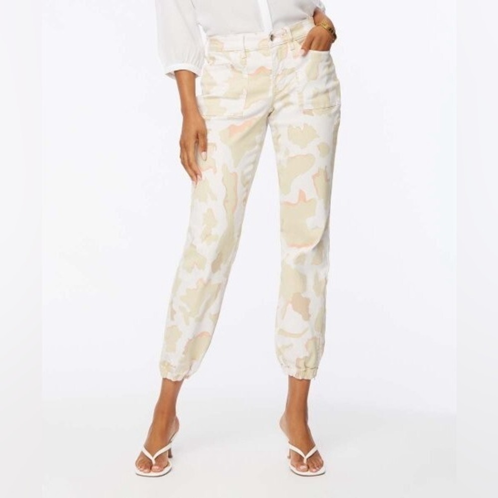 NYDJ White Camo Zip Accent Cropped Ankle Pants Size 2